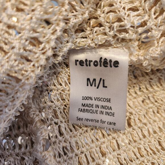 Retrofete Marie Crochet Maxi Dress in Gold Cream Size M/L NWT Sleeveless - Picture 12 of 13